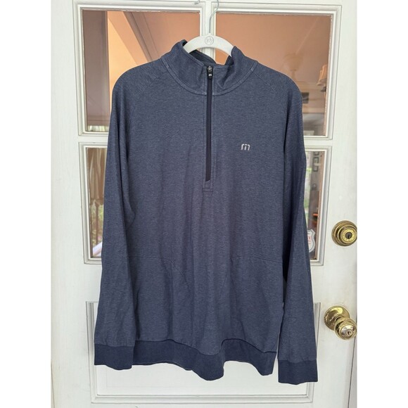 Travis Mathews Jacket Men’s Medium Blue Quarter Zip Pullover Stretch Pockets - Picture 1 of 9